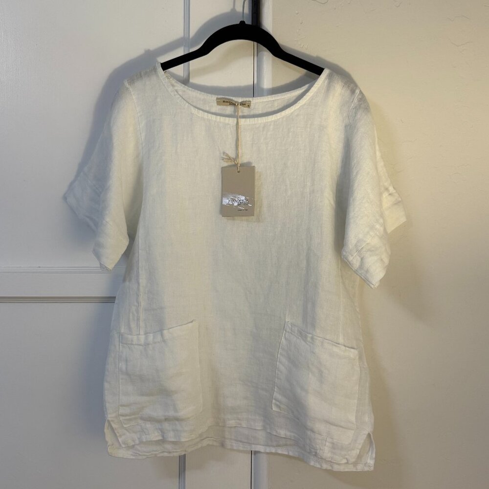 Francesca Bettini White Linen Top NWT